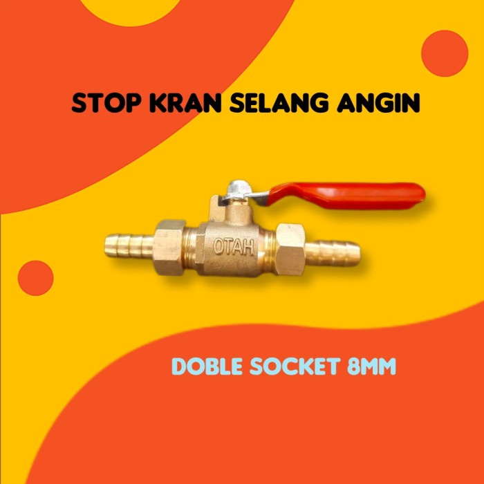 FREE ONGKIR KRAN SELANG ANGIN KOMPRESOR - STOP KERAN DOBLE NEPEL SAMBUNGAN 1/4 INC FREE ONGKIR