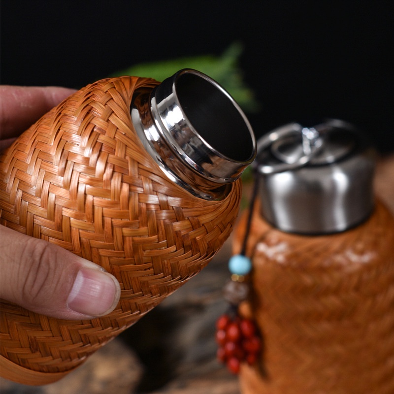 WBZ7Cangkir Air Bambu Buatan Tangan Cangkir Penjaga Panas Cangkir Portabel Perjalanan Cangkir Termos