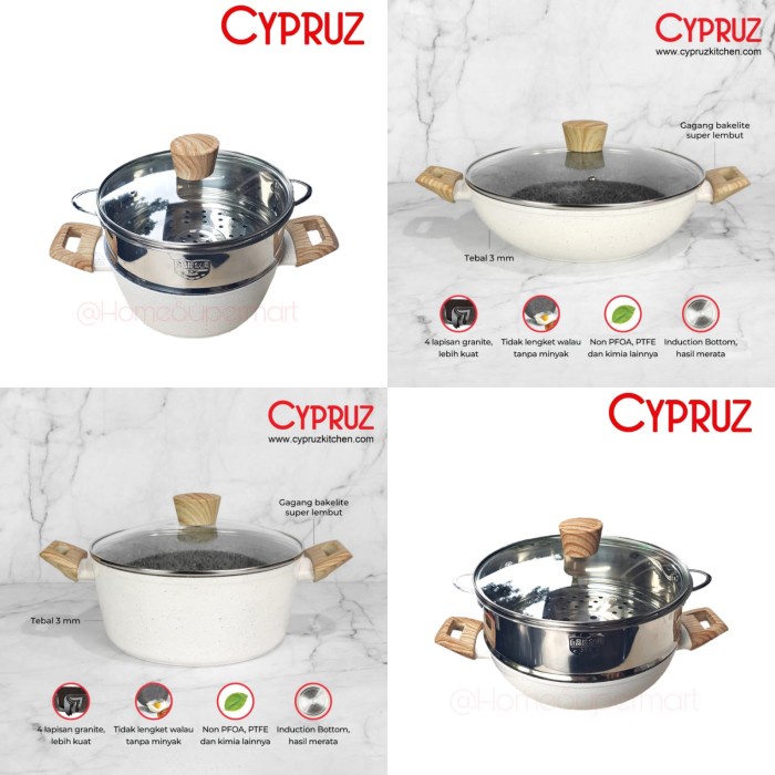 Promo Panci Steamer Granite Putih Mpasi Bayi Kuali Wajan Kukusan Saucepot