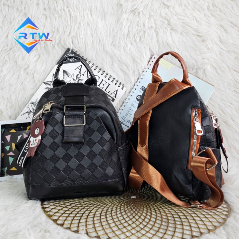 Tas Ransel Mini Wanita Kulit PU Ransel Kecil Lucu Ransel Punggung Putih Wanita Ransel Hitam untuk Wa