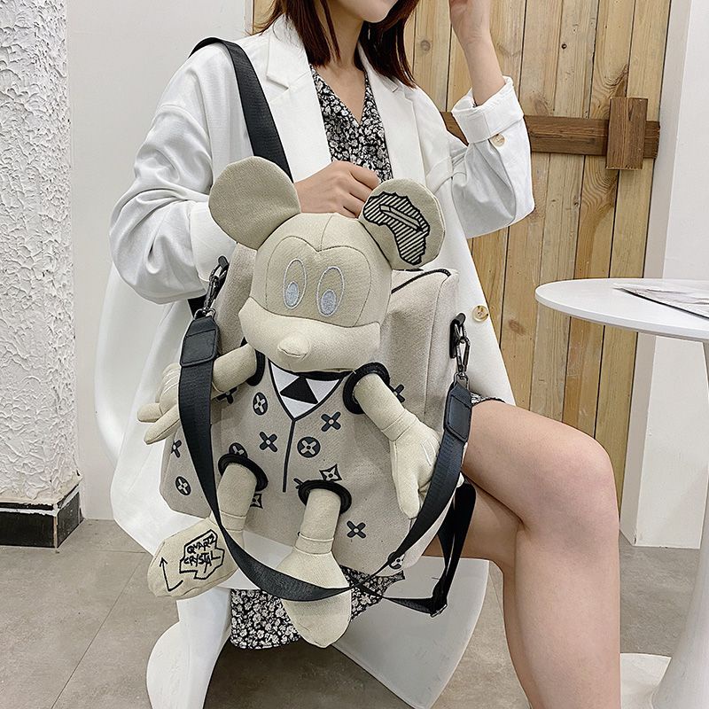 Fashion Korea Merek Mickey Ransel Kanvas Tas Sekolah Santai Ransel Tas