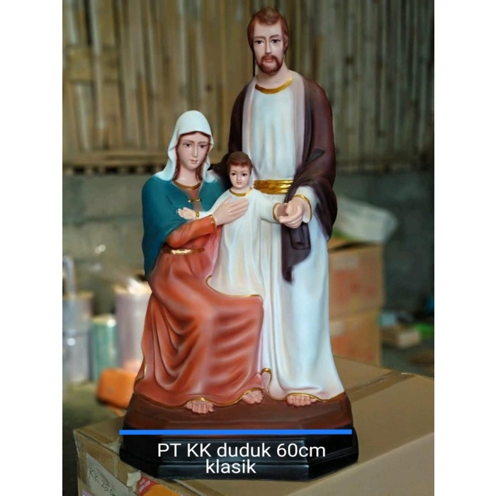 Pajangan Patung Rohani Keluarga Kudus Duduk 60cm Klasik
