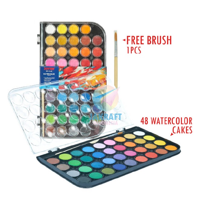 

Terlaris Cat Air Watercolor Cake 48 Warna Joyko Wc-3-48 + Bonus Kuas Lukis Promo Terbaru