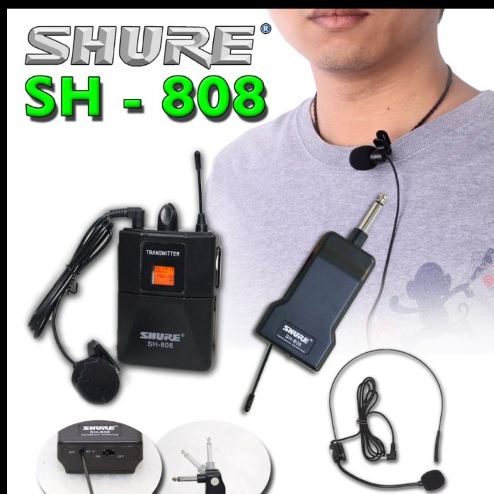 Mic wireless Imam Bando Clip On SHURE SH 808 / mic bando+jepit wireles