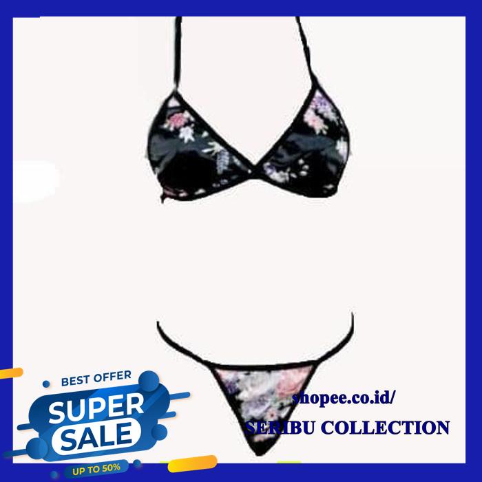 LINGERIE+G STRING BIKINI BLACK PATTERN BRA  BEST PRODUK 