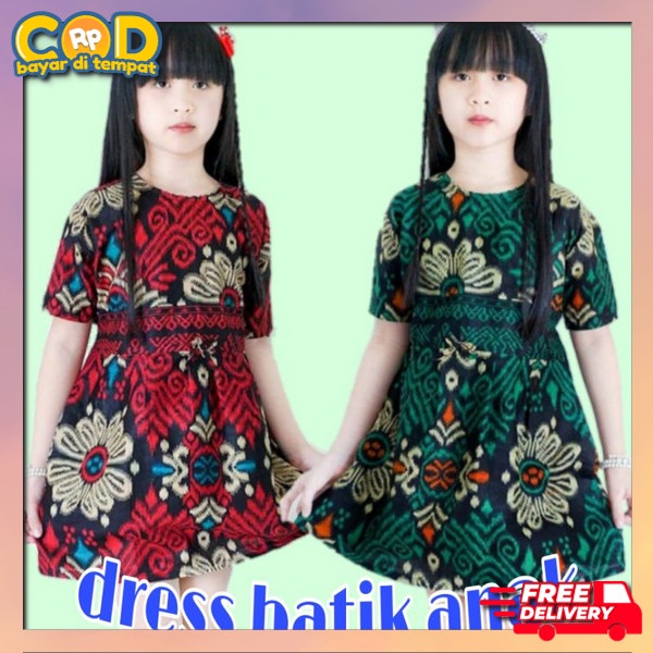 Termurah Bjus Amak Cewek Bahan Adem Drease Deres Kids Batik Baju Rok Anaj Perempuan Drees Kid`S Baha