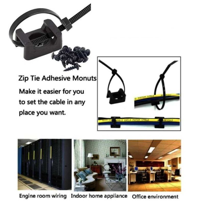 

DUDUKAN TALI TIES PENGIKAT KABEL TIE MOUNT CORD ORGANIZER 100 PCS