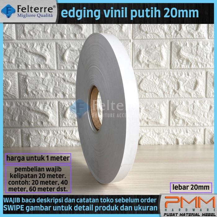 ] EDGING VINIL PLIMIR PUTIH LEBAR 20mm