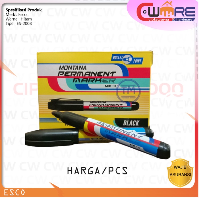 

langsung order saja] 1 Pcs Spidol Snowman Esco Permanent Permanen marker Hitam