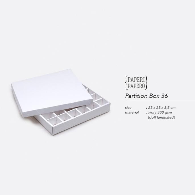 

paling diminati] Kotak Box Putih Partisi 36 Slot - Packaging Kue Kering Snack 25x25x3.5