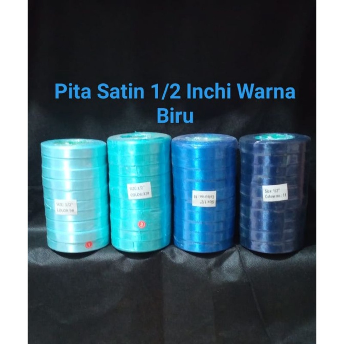 

Pita Satin 1/2 Inchi Per Roll 25 Yard / Ribbon Satin 1, 3 cm Per Roll 25 Yard - Biru