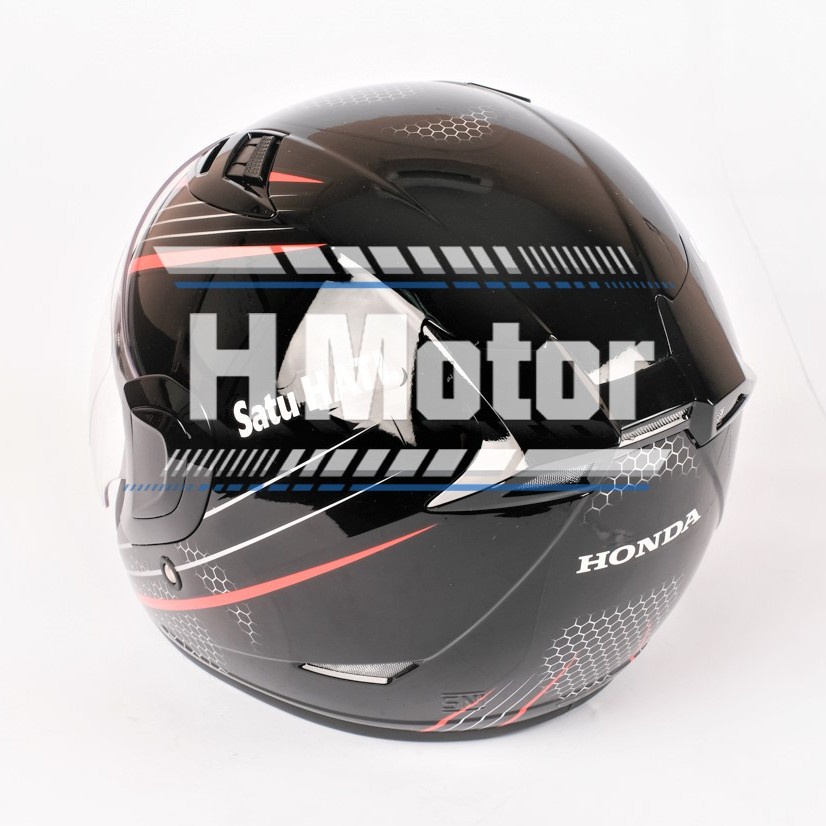 Honda ORI Honeycomb SNI Half Face Helm Helmet BLACK RED GLOSSY