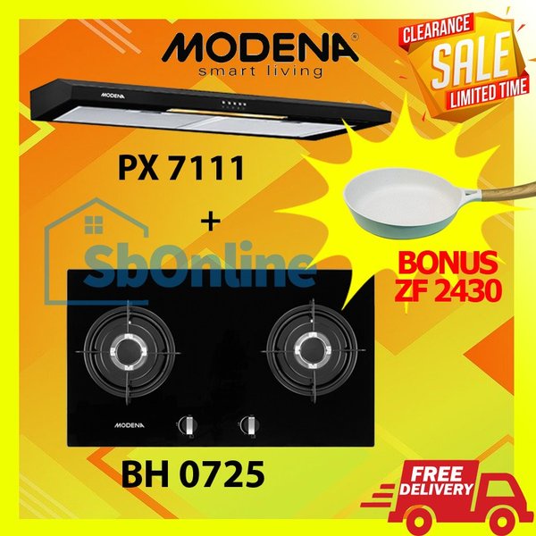 Paket Kompor Tanam Modena Hob BH 0725 dan Cooker hood slim hood PX 7001 70 cm Harga Pabrik