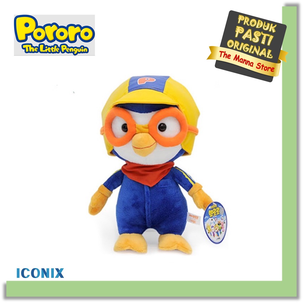 Iconix Pororo the Little Penguin Plush Toy Pororo Type 28 Original Boneka 11" Mainan Anak