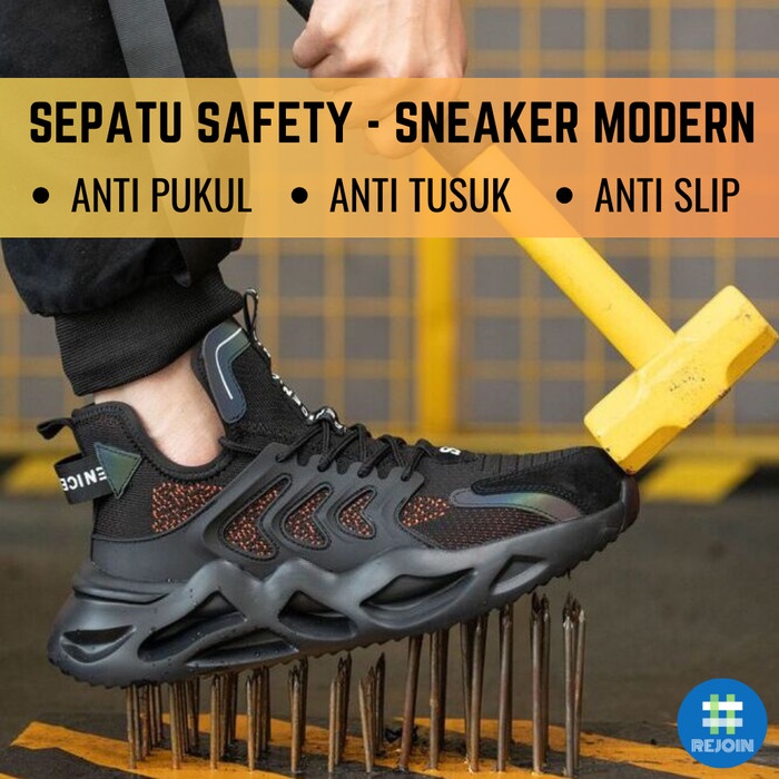 Sepatu Safety Shoes Proyek Sport Sneaker Pria Import Ujung Besi Kerja