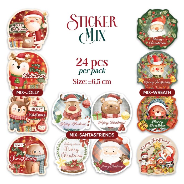 

GRATIS ONGKIR 24pcs Stiker Natal Christmas Sticker Toples Kue Hiasan Bingkisan Xmas