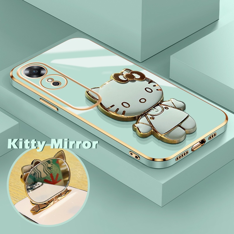 Case Ponsel untuk OPPO A17 A17K A9 2020 A5 2020 A31 A8 A59 F1s A54 A55 Case ponsel lipat cermin Kitt
