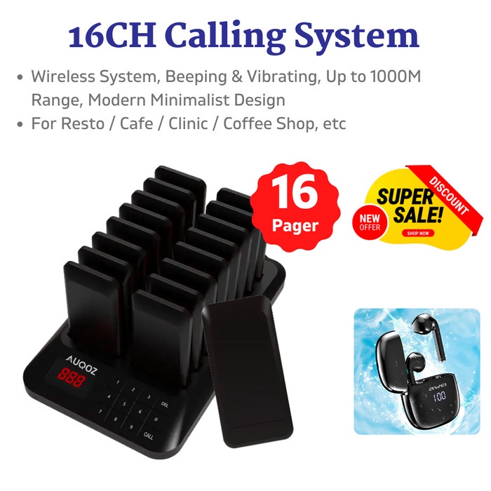 

AUQOZ Wireless Paging System - Alat Pemanggil Antrian Restaurant Cafe