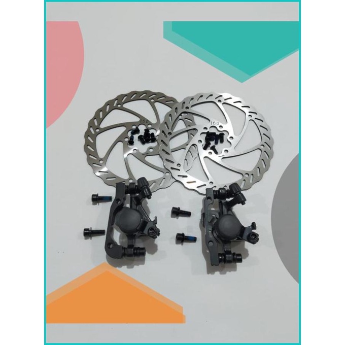 Rem cakram mekanik Cstar disc brake sepeda 1 set kampas bulat 6 bolt