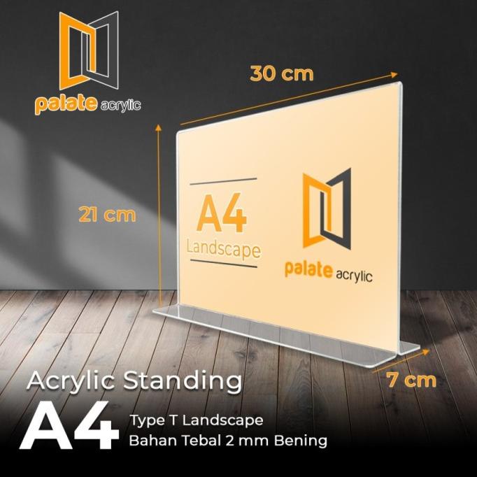 

rin Acrylic Tent Holder A4 T / Akrilik A4 T LANDSCAPE / A4 T / Acrilic 2mm