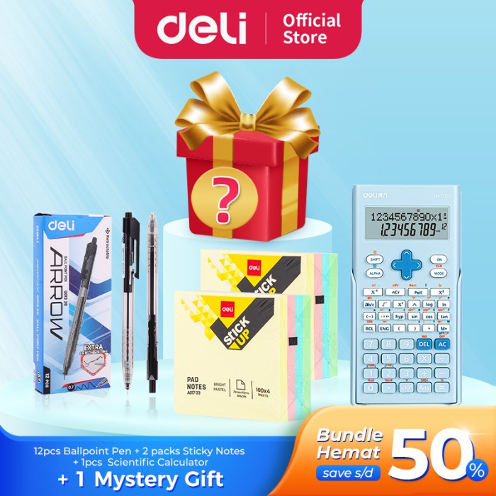 

PAKET ALAT TULIS LENGKAP BERHADIAH / KALKULATOR, PULPEN, STICKY NOTES
