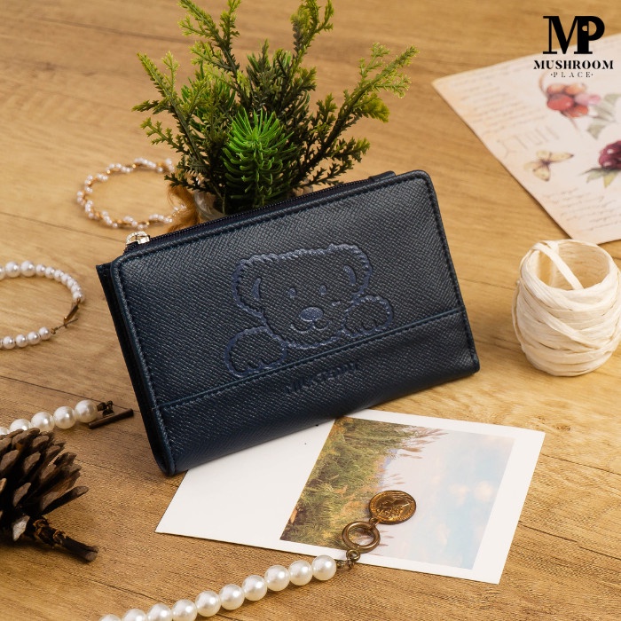 Dompet Kartu Lipat Cewek Remaja MILK TEDDY Kancing Magnet Warna Pastel 100% ORIGINAL