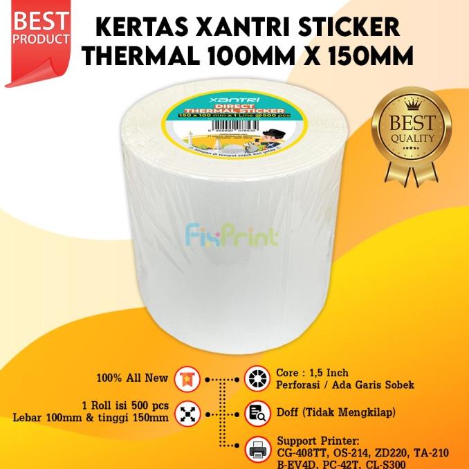 

Kertas Sticker Thermal 100Mm X 150Mm Label Barcode 1 Roll Isi 500Pcs Star