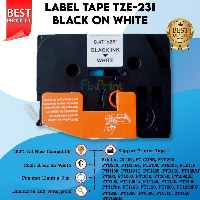 

Label Tape Tze231 12Mm 8M Printer Pt-D210 Gl-H100 Gl-100 Gl-200 Yellow Star
