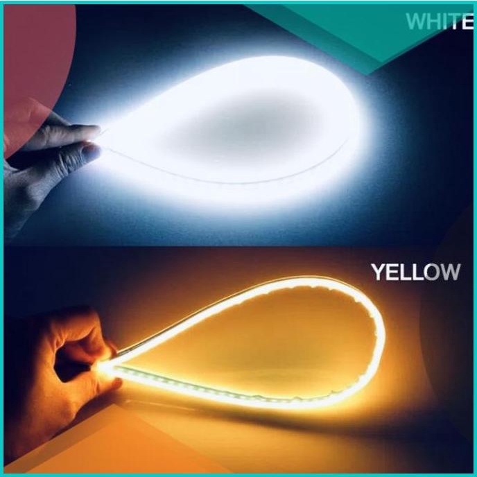 Lampu LED alis runing 2mode tempel DRL 30cm mobil & motor sein runing