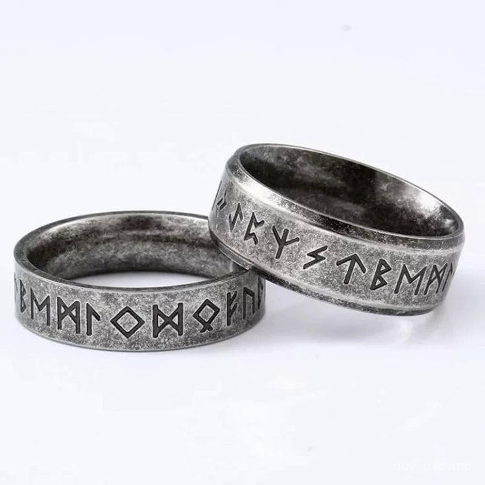 Cincin Vintage Baja Tahan Karat Odin Norse Viking Amulet Cincin Goth Punk Viking Celtic Cincin Simpu