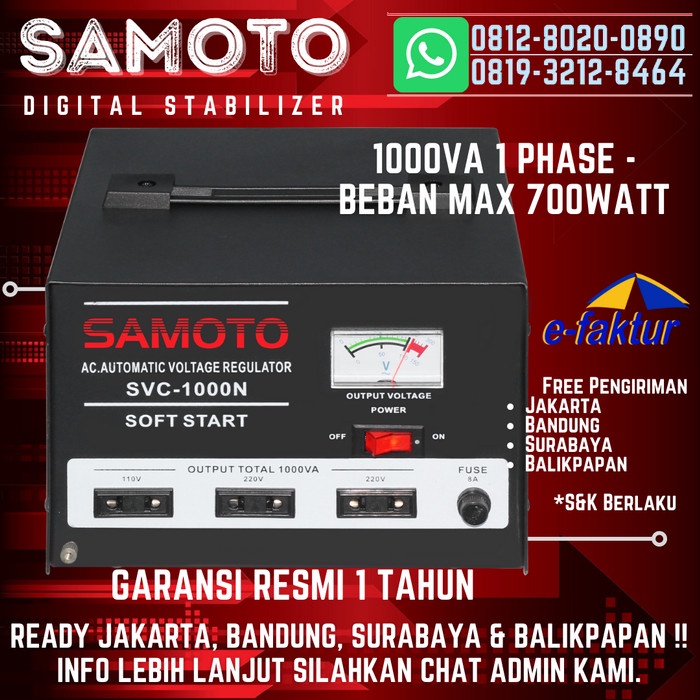 STABILIZER SAMOTO 1000 VA / SMT1000N STAVOLT STABILISER 1000