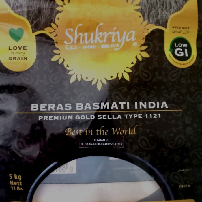 

Kualitas terbaik] 5kg Premium Gold Sella 1121 Shukriya rice Basmati India