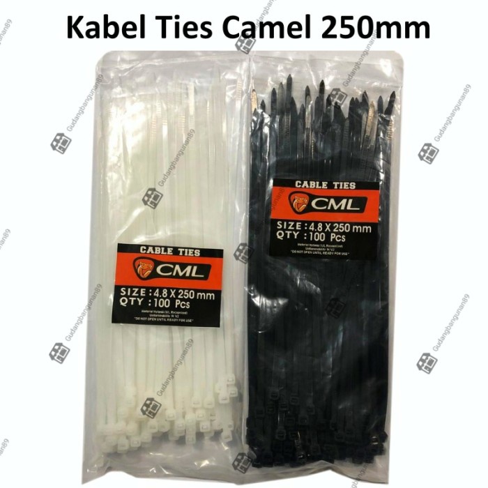 

Kabel Ties Cable Tie 25CM Putih Hitam 4.8 x 250MM/Kabel Tis 3.6 x 250M