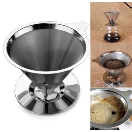 

Coffee Dripper Stainless Cone Double Mesh Saringan Kopi