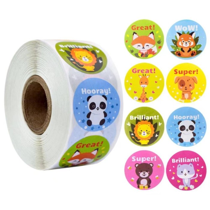 

*#*#*#*#] Stiker Roll Reward Anak isi 500pc Label Ulang Tahun Baby Animal Tempel