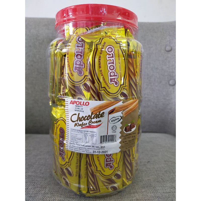 

Apollo Chocolate Wafer Cream Isi 45 Pcs
