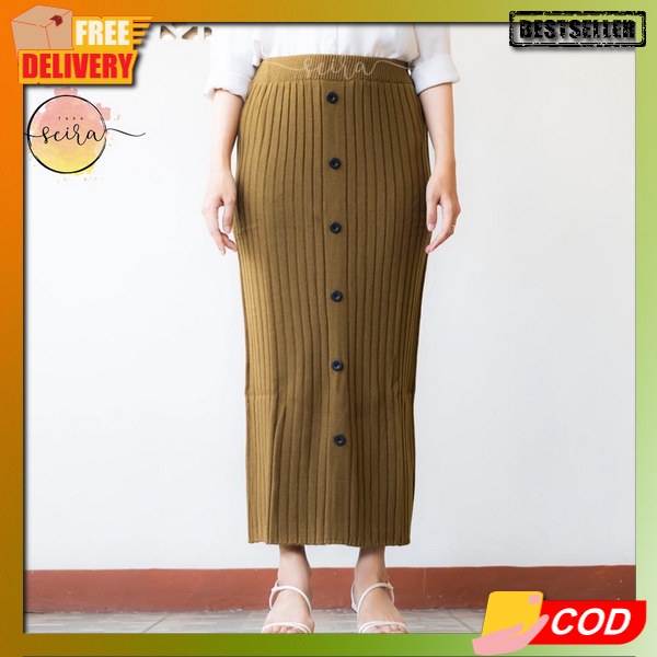 Bawahan Panjang Outfit Remaja Ootd Cwe Korea Style Rik Rokk Perempuan Trendy Bawaham Bwahan Rok Terb