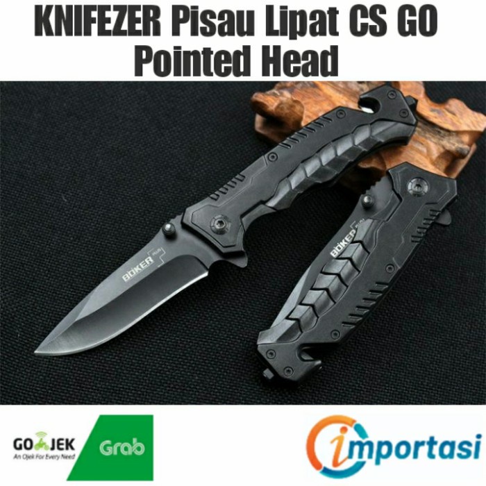 KNIFEZER Folding Knife Pisau Lipat Boker CS GO Pointed Head Survival