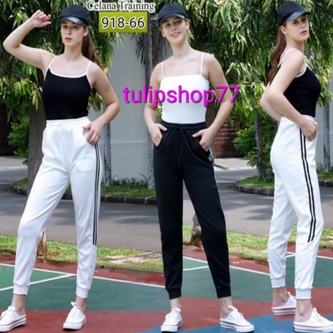 Celana training impor wanita- putih