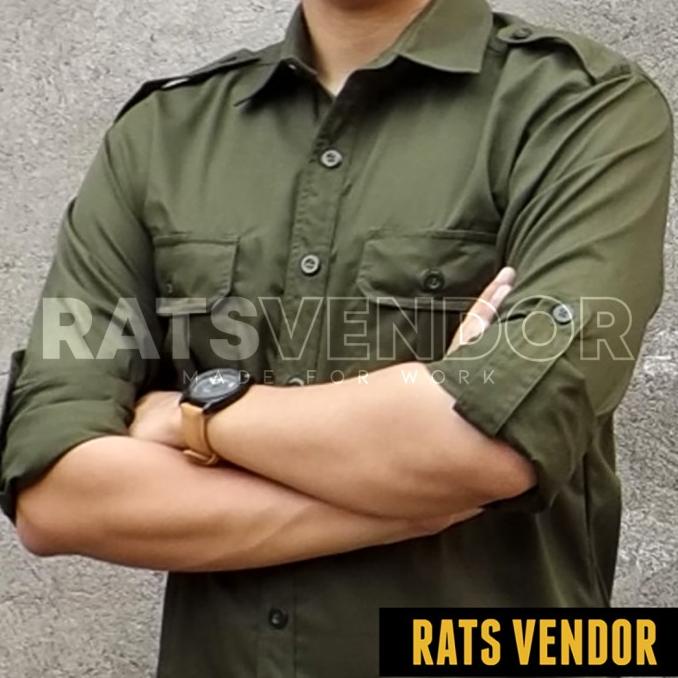 Kemeja Outdoor / Lapangan / Gunung / Pdl Panjang Ratsvendor Hijau Army