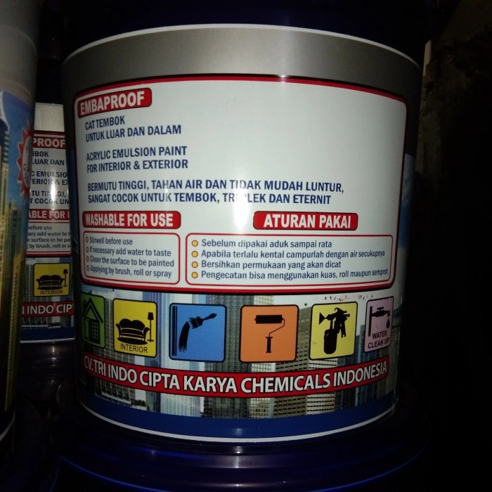 Water Paint Resistant Embaproof 20 Kg Cat Tembok Anti Air