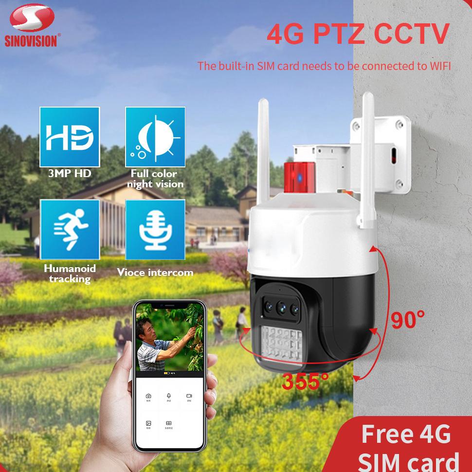 MURAH LARIS SINOVISION PTZ14-4G CCTV simcard 4g gsm outdoor waterproof IP66 CCTV PTZ No need to conn