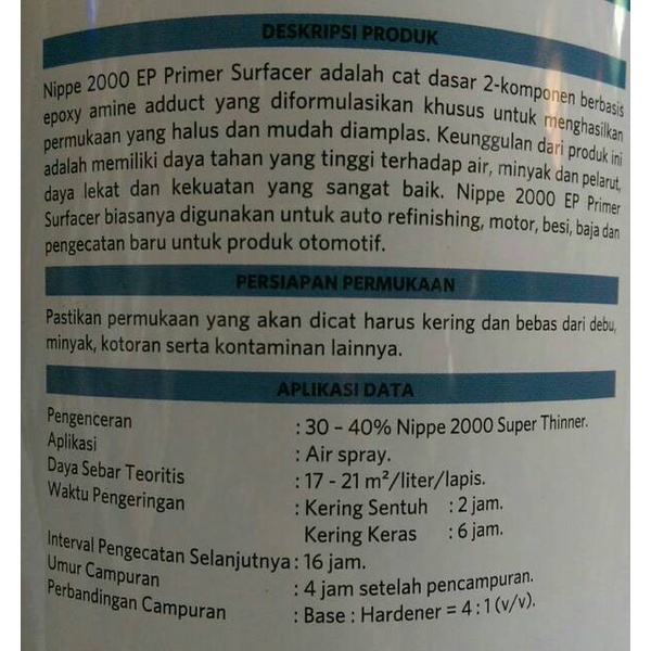 NIPPE EPOXY PRIMER SURFACER CAT DASAR NIPPE 2000 PUTIH ABU 1 LITER -Megah CT