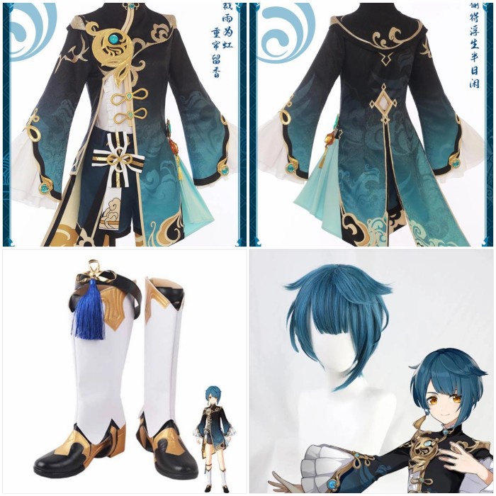 Ready Xingqiu Xing Qiu Wig Costume Shoes Genshin Impact Cosplay