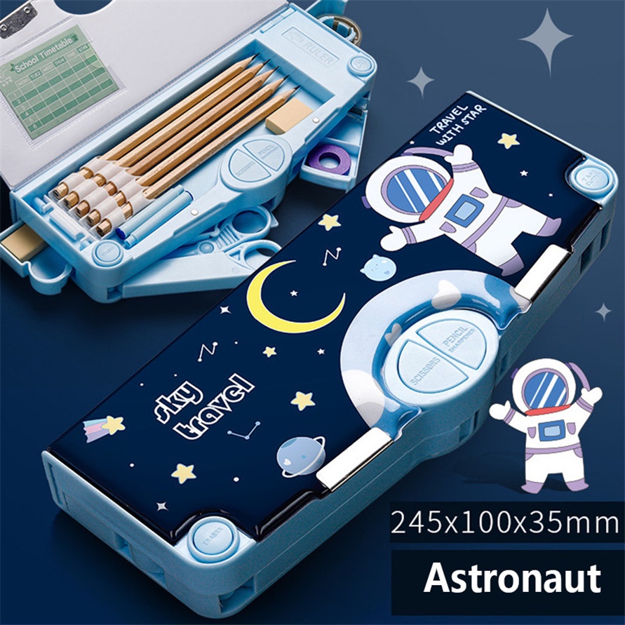 

W6Q TEMPAT PENSIL MULTIFUNGSI MOTIF UNTUK ANAK KOTAK PENSIL POLA KARTUN LAPISAN GANDA DAN TUNGGAL