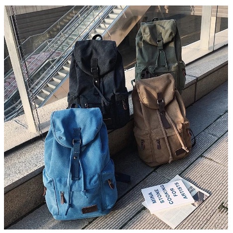 Tas Ransel Pria Backpack Canvas Retro Vintage Tas Laptop Kanvas 121275