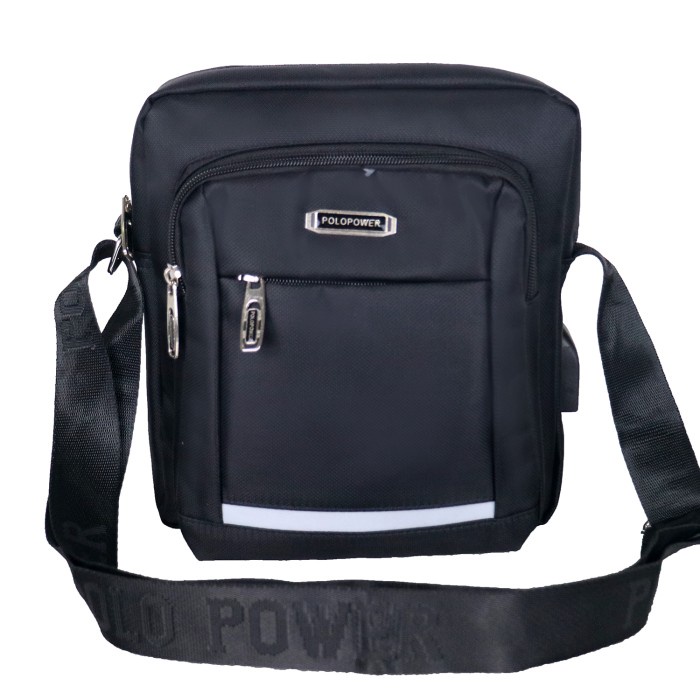 tas selempang pria Polo Power 006M Tas Selempang Pria Tas Polo Original Sling bag Import - Hitam, M(