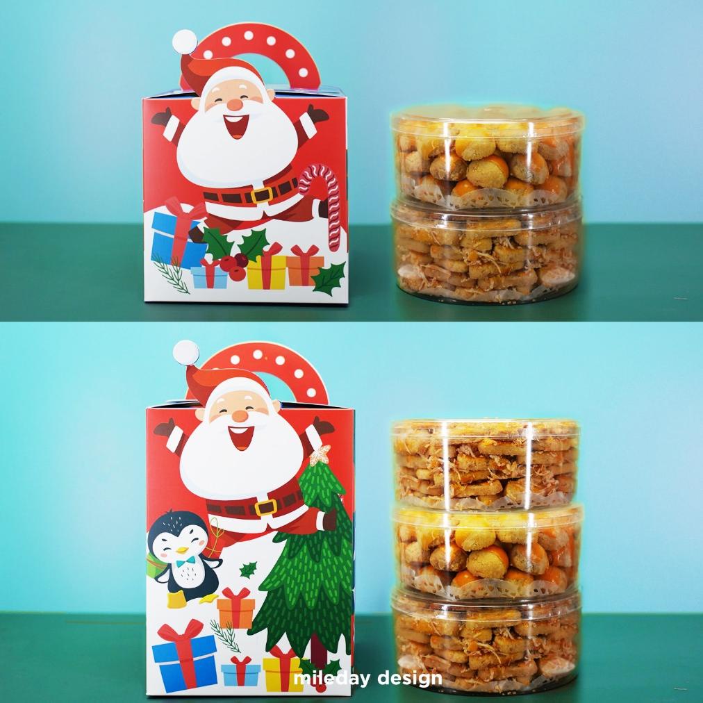 

12.12 Discount Best Buy!! Isi 5 Jingle Box/Kotak Hampers Kue Kering Natal 2 Toples/3Toples 500Gr Virall