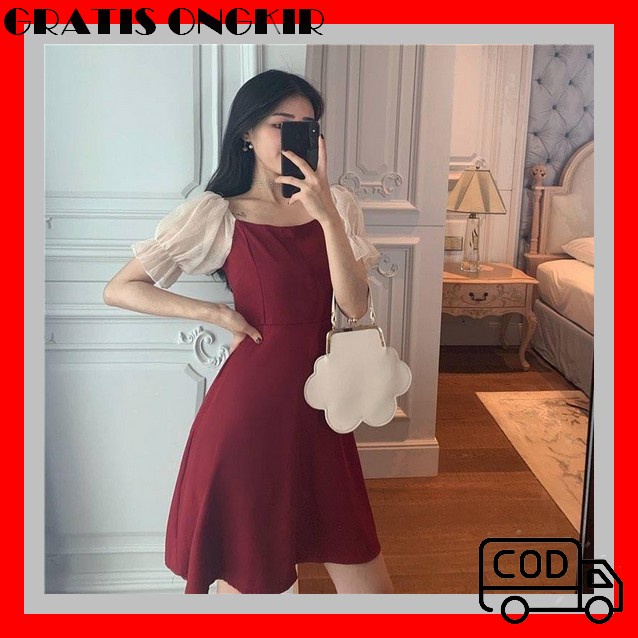 Dress Pesta Elegan Wanita Kekinian Kondangan Dewasa Korean Style Natal Terbaru 2023 Toply Shop  Sabr