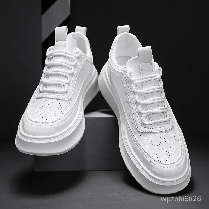 Sepatu Pria Putih Tinggi Sepatu Pria Kasual Pria Sepatu Sol Tebal Sepatu Fashion Serbaguna